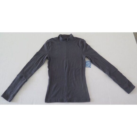 Free People OB889508 0052 Women's Sz XS Charcoal The Rickie Mock Neck L/S Top - Picture 1 of 5